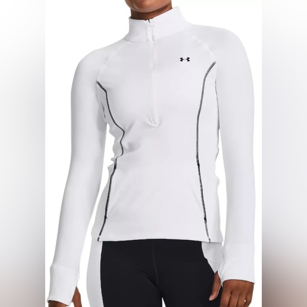 Under Armour White Fitted Quarter Zip Pullover NWT Size Large
